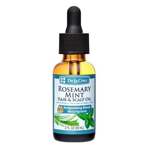 De La Cruz Rosemary Mint Oil, Natural Nourishing Hair And Scalp Blend, Enriched With Castor Oil, 2 FL OZ Hair Care Pasteur Pharmacy