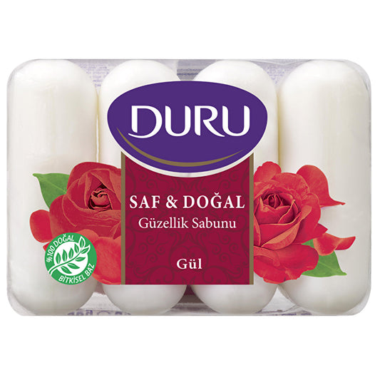 Savon de beauté Duru Pure & Natural à la rose 4x70g - Hydratation douce | 4 pains
