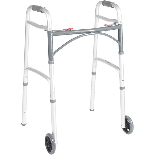 Drive Medical Deluxe Folding Walker Two Button With 5" Wheels Walkers Pasteur Pharmacy