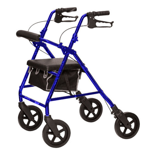 Probasics Deluxe Aluminum Rollator With 8-inch Wheels, Blue Walkers Pasteur Pharmacy