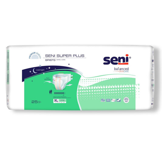 Seni Super Plus Adult Incontinence Brief XL Heavy Absorbency Breathable / Overnight, S-XL25-BP1, Severe Incontinence Aids Pasteur Pharmacy