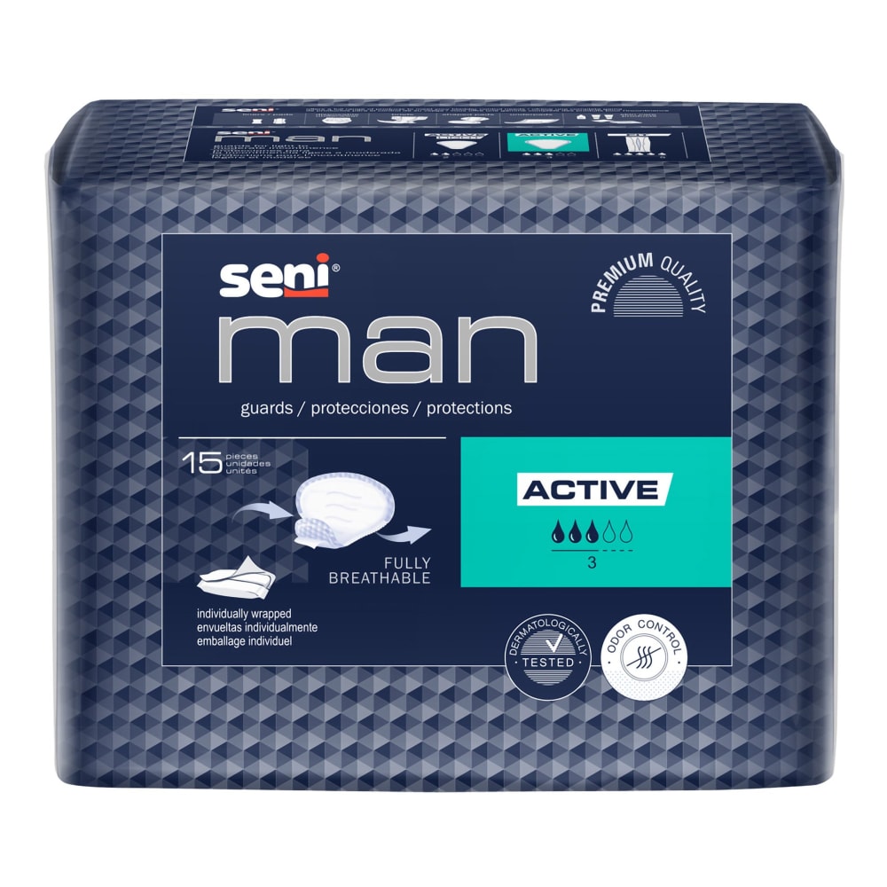 Seni Man Active Bladder Control Pad Moderate Absorbency 8-9/10 X 10-3/5 Inch Personal Care Pasteur Pharmacy