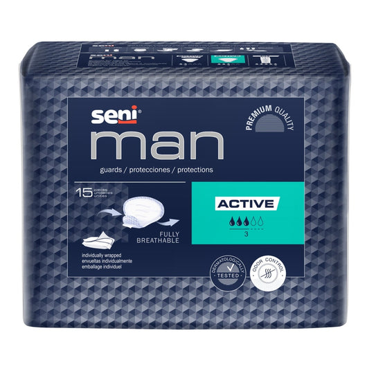Seni Man Active Bladder Control Pad Moderate Absorbency 8-9/10 X 10-3/5 Inch Personal Care Pasteur Pharmacy