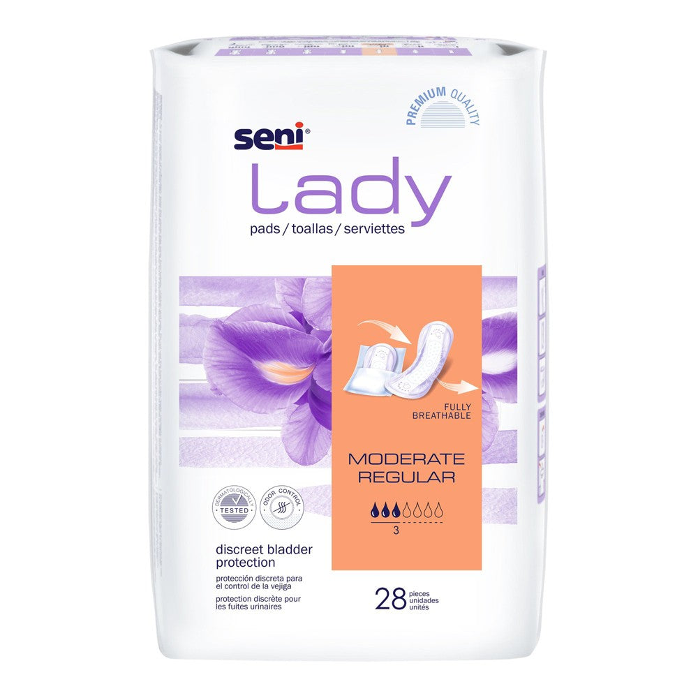 Seni Lady Moderate Female Incontinent Pad Regular Length 10" L S-3P28-PS1 Incontinence Aids Pasteur Pharmacy