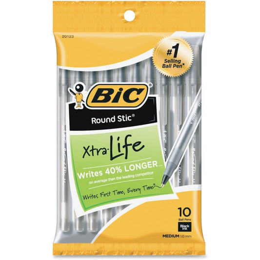BIC Round Stic Grip Ballpoint Pens - 120 Count (12 Packs of 10) - Black Ink Pens Pasteur Pharmacy