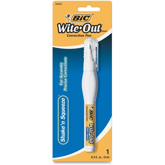 BIC Wite-Out Brand Shake 'n Squeeze Correction Pen - 6 Count - White Correction Pens Pasteur Pharmacy