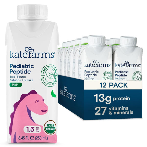 Kate farms Pediatric Peptide 1.5 Sole-Source Nutrition Formula, Plain And Vanilla Flavors, Organic Enzymatically Hydrolyzed Plant-Based Protein Drink, Meal Replacement For Oral & Tube Feeding, 8.45 FL Oz, Pack Of 12 Or Health & Beauty Pasteur Pharmacy