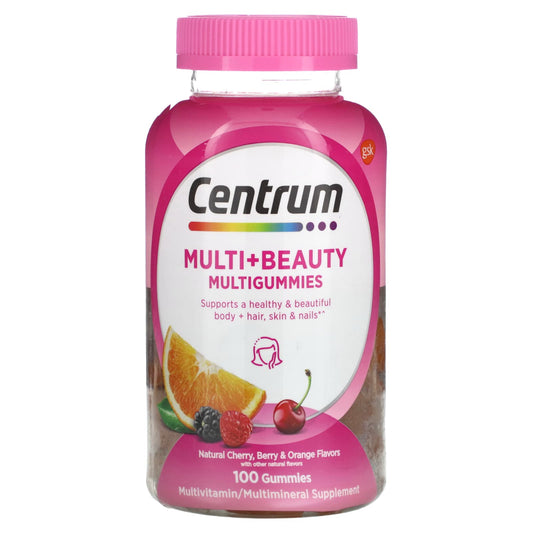 Centrum Multigummies, Dual Action, Multi + Beauty, 2500 Mcg, Gummies, Natural Cherry, Berry & Orange Flavors Vitamins & Supplements Pasteur Pharmacy