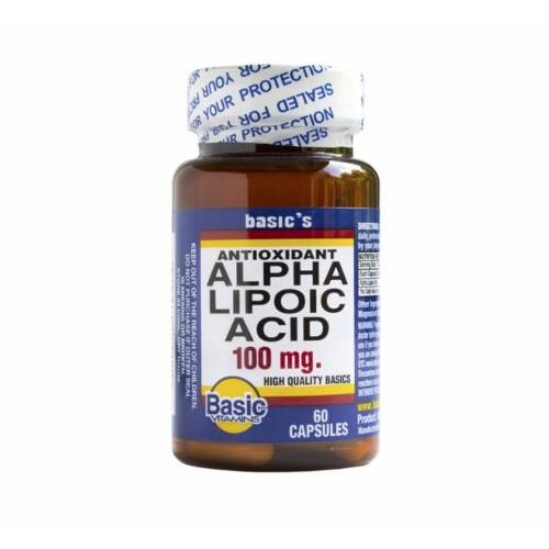 Basic Vitamins Alpha Lipoic Acid 100 mg – Universal Antioxidant (Capsules) Vitamins & Supplements Pasteur Pharmacy