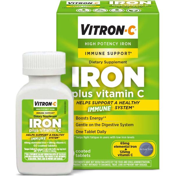 Vitron-C® High Potency Iron Supplement with Vitamin C – 60 Count Vitamins & Supplements Pasteur Pharmacy
