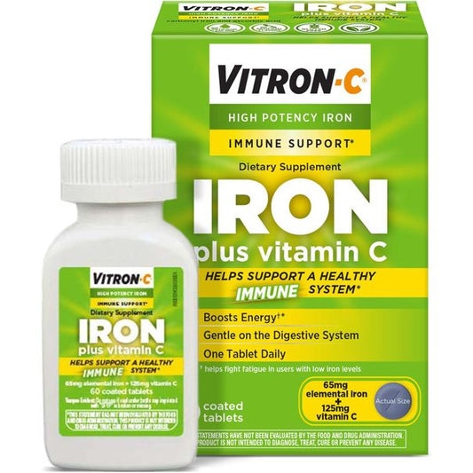 Vitron-C® High Potency Iron Supplement with Vitamin C – 60 Count Vitamins & Supplements Pasteur Pharmacy