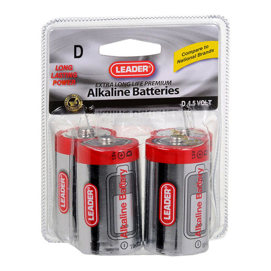 Leader Batteries Battery Alkaline D, 1.5 Volt 4 ct Batteries Pasteur Pharmacy