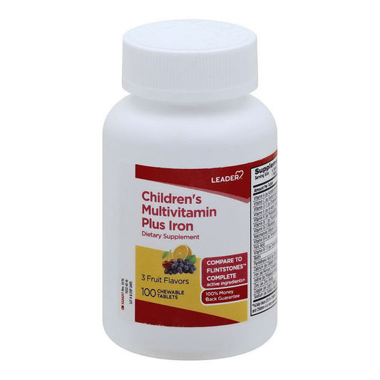 Leader Children's Multivitamin, Plus Iron, 3 Fruit Flavors, Chewable Tablets Vitamins & Supplements Pasteur Pharmacy
