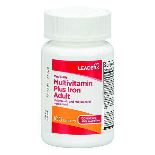 Leader One Daily Adult Multivitamin Plus Iron Tablets 100Ct Vitamins & Supplements Pasteur Pharmacy