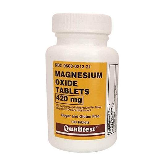 Qualitest Magnesium Oxide 420mg Tablets 100ct Vitamins & Supplements Pasteur Pharmacy