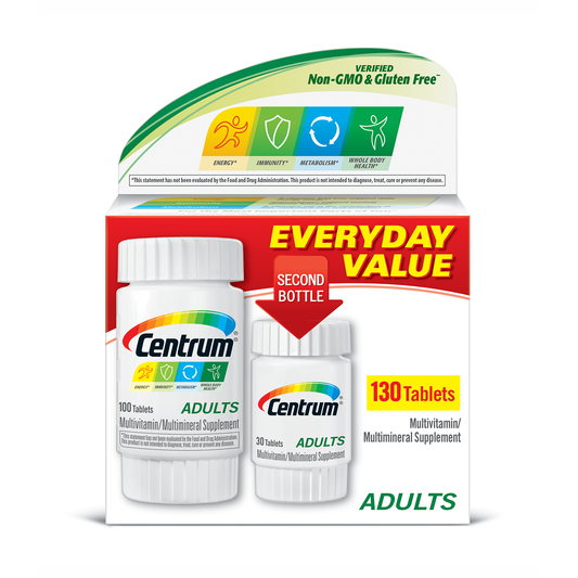 Centrum Adult (130 Count) Complete Multivitamin / Multimineral Supplement Tablet, Vitamin D3, B Vitamins, Iron, Antioxidants Vitamins & Supplements Pasteur Pharmacy
