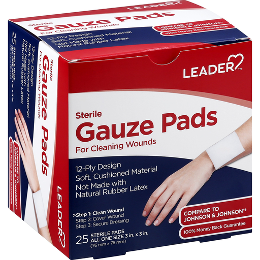 Leader Gauze Pads, Sterile, All One Size Personal Care Pasteur Pharmacy