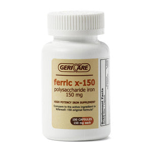 McKesson Geri Care Ferric X-150 Polysaccharide Iron Capsules Vitamins & Supplements Pasteur Pharmacy