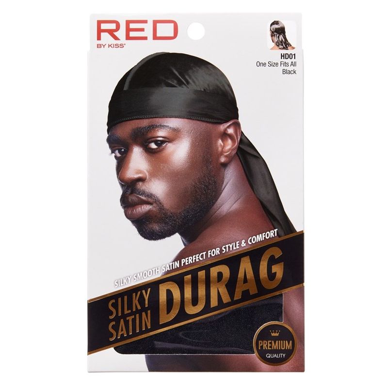 Red By Kiss Black Silky Satin Durag - Upgraded: Extra Long Tails HD01 Hair Care Pasteur Pharmacy