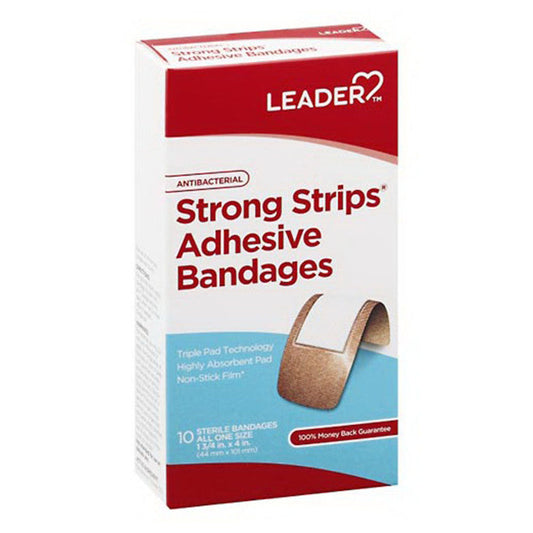 Leader Strong Strips XL Bandage 1.75inX4in 10ct First Aid Pasteur Pharmacy
