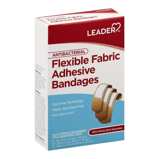 Leader Flexible Fabric Adhesive Bandages Assorted 30ct Medical Tape & Bandages Pasteur Pharmacy