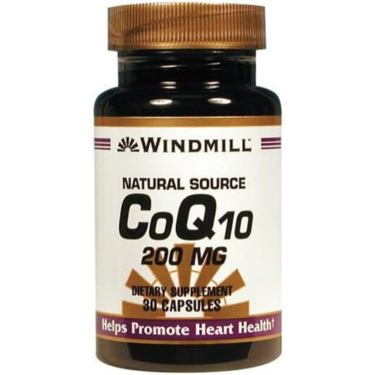 Windmill® Natural Source CoQ10 200 mg – Cardiovascular &amp; Energy Support (Capsules) Vitamins & Supplements Pasteur Pharmacy