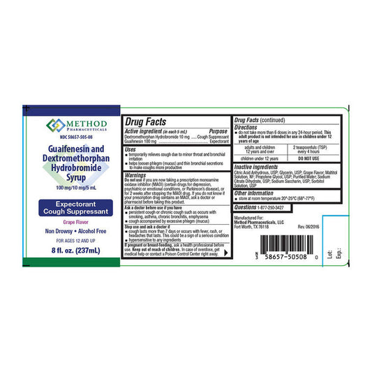 Method Pharmaceuticals Guaifenesin And Dextromethorphan Hydrobromide Cough Syrup, 8 Oz Medicine Cabinets Pasteur Pharmacy