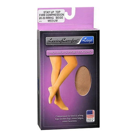 Loving Comfort Thigh High Support Stockings Firm Medium Beige - 1 Pair Tortillas & Wraps Pasteur Pharmacy