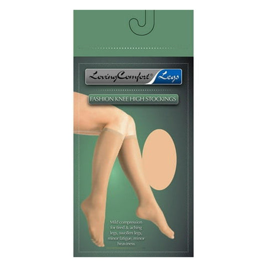 Loving Comfort Sheer Stockings Knee High Closed Toe Women 20-30Mmhg Black Medium Clothing Pasteur Pharmacy