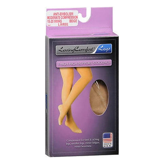 Loving Comfort Anti-Embolism Stockings Thigh High Closed Toe Womens 15-20Mmhg Beige Large Health & Beauty Pasteur Pharmacy