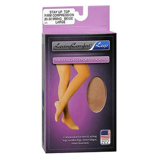Loving Comfort Legs Thigh High Support Stockings Firm Compression Beige Large - 1 Pair Personal Care Pasteur Pharmacy