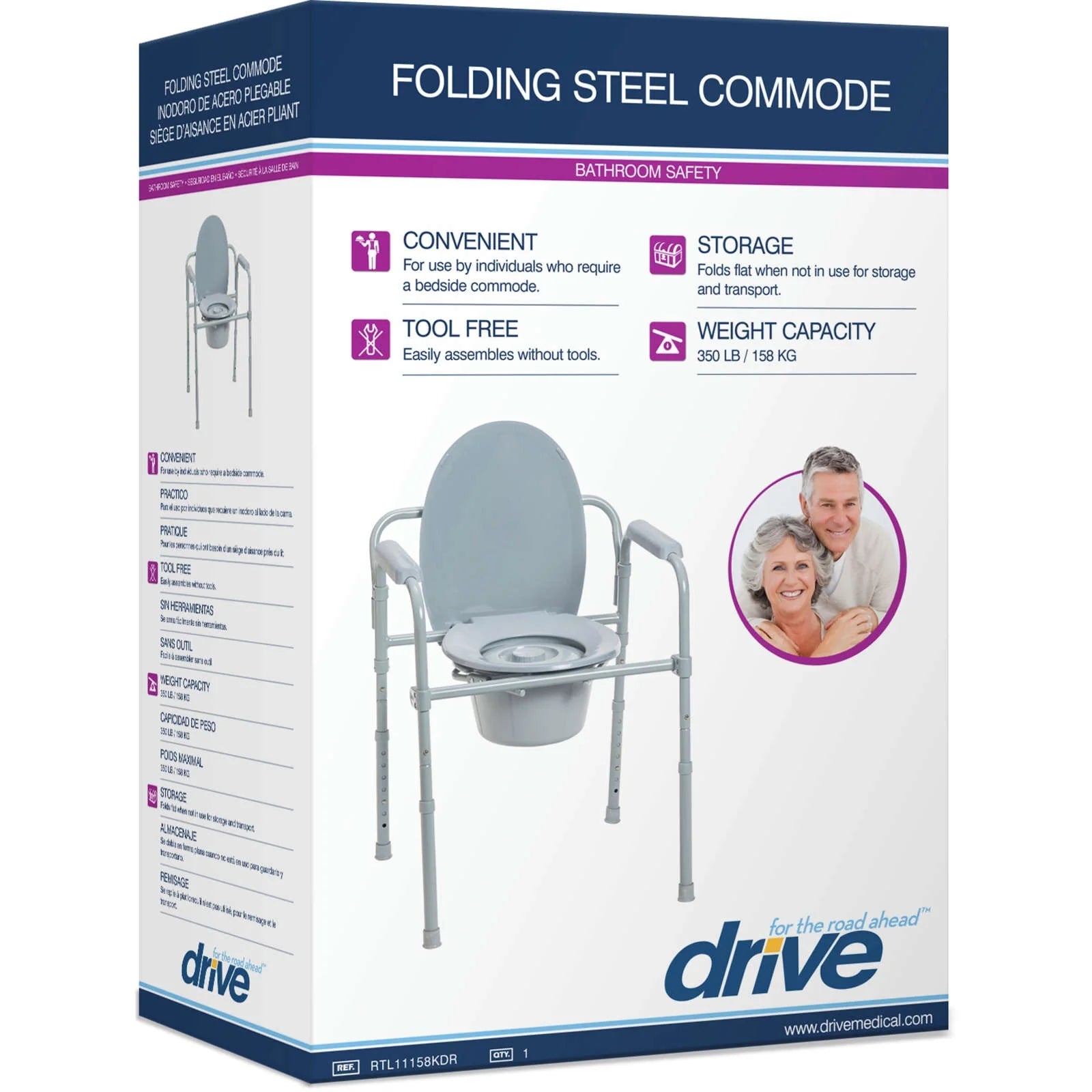 Drive Medical Steel Folding Frame Commode Medical Pasteur Pharmacy