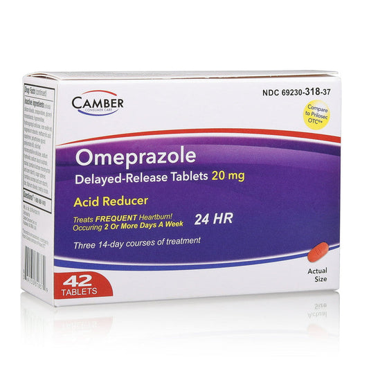 Camber Consumer Care Omeprazole 20 Mg Tablets, Acid Reducer And Heartburn Medicine Medicine Cabinets Pasteur Pharmacy