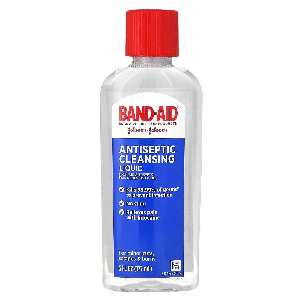 Band-Aid Brand Pain Relieving Antiseptic Cleansing Liquid, 6 Oz First Aid Pasteur Pharmacy