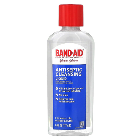 Band-Aid Brand Pain Relieving Antiseptic Cleansing Liquid, 6 Oz First Aid Pasteur Pharmacy