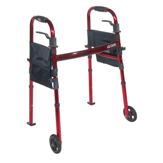 Drive Medical Portable Folding Travel Walker With 5" Wheels And Fold Up Legs Walkers Pasteur Pharmacy