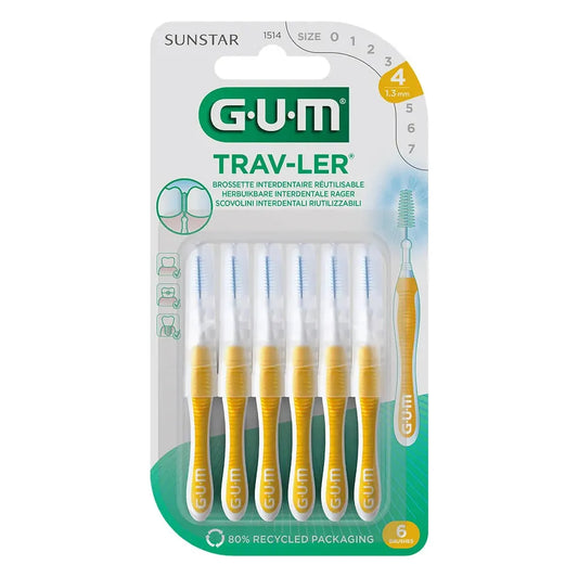 GUM Trav-Ler Interdental Brushes Size 4 1.3mm x6 Interdental Brushes Pasteur Pharmacy