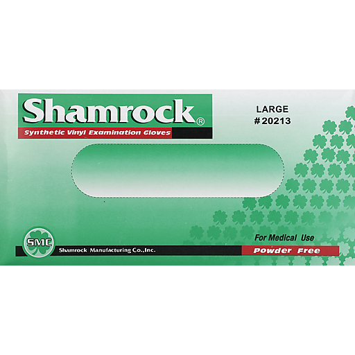 Shamrock 20213 Powder Free Clear Vinyl Large Examination Gloves Personal Care Pasteur Pharmacy