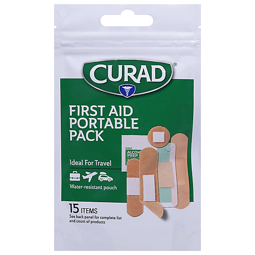 Curad® First Aid Portable Pack – 15 Piece Travel Kit First Aid Pasteur Pharmacy
