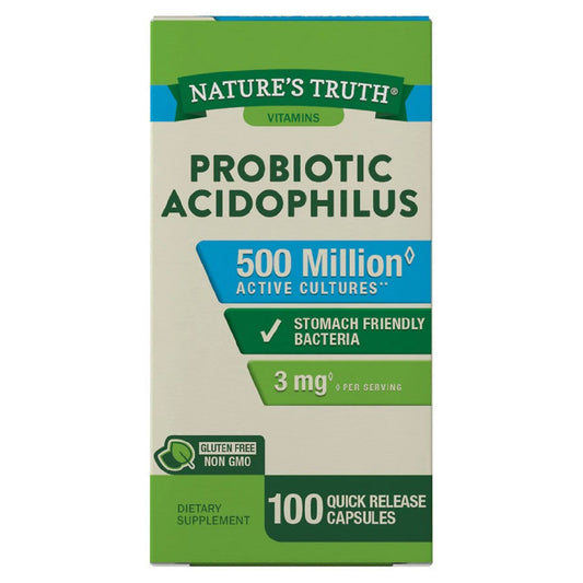 Nature's Truth Probiotic Acidophilus 500 Million CFU Quick Release Capsules 100ct Vitamins & Supplements Pasteur Pharmacy