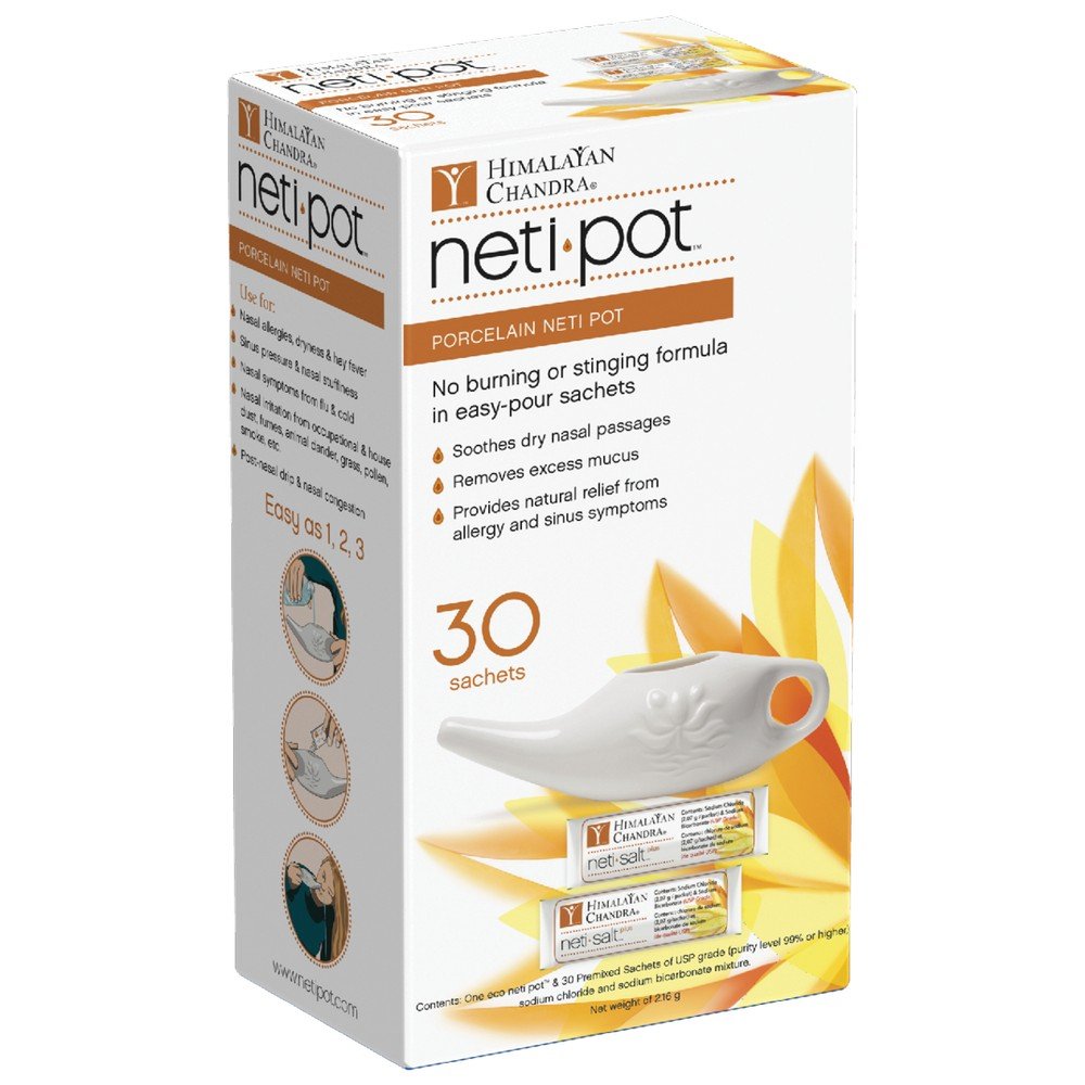 Himalayan Chandra Porcelain Sachets Neti Pot 30Ct Pots & Planters Pasteur Pharmacy
