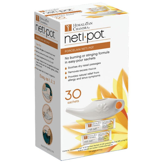 Himalayan Chandra Porcelain Sachets Neti Pot 30Ct Pots & Planters Pasteur Pharmacy