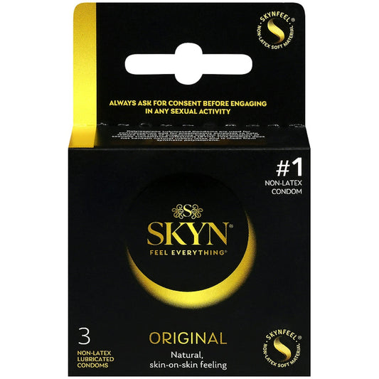 SKYN Original Non-Latex Condoms, natural Feel Polyisoprene - 3 Count Travel Pack Condoms Pasteur Pharmacy