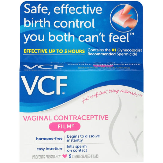VCF Vaginal Contraceptive Film, Spermicide – 9 Individually Wrapped Films Health Care Pasteur Pharmacy