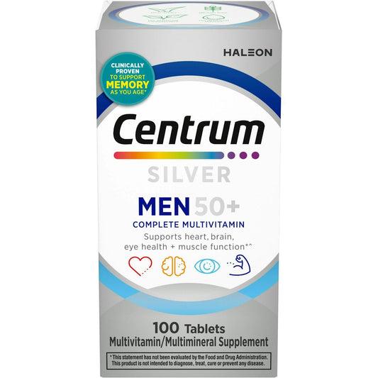 Centrum Silver Men 50+ Multivitamin Tablets, 100ct – Daily Nutritional Support for Men Over 50 Vitamins & Supplements Pasteur Pharmacy