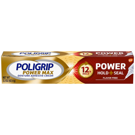 Super Poligrip Denture Adhesive Cream, Power Hold + Seal 2.2 Oz Denture Adhesives Pasteur Pharmacy