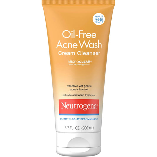 Neutrogena Oil-Free Acne Face Wash Cream Cleanser With Salicylic Acid, Non-Comedogenic Acne-Prone Skin Cleanser, 6.7 Fl. Oz Skin Care Pasteur Pharmacy