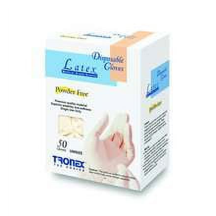 Tronex Latex Exam Gloves - Powder-Free, Universal One Size, 50 Count Box Disposable Gloves Pasteur Pharmacy