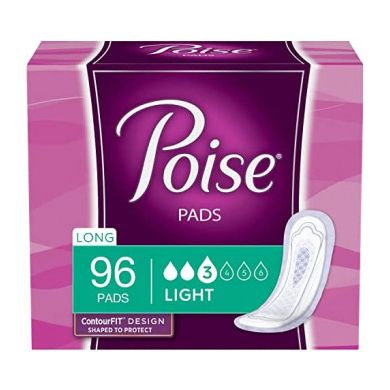Poise Incontinence Pads For Women, Light Absorbency, Long Length, 96 Count (4 Packs Of 24) (Packaging May Vary) Health Care Pasteur Pharmacy