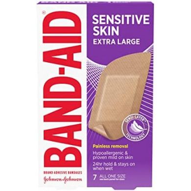 Band-Aid Sensitive Skin Adhesive Bandages Extra Large 7Ea Medical Tape & Bandages Pasteur Pharmacy